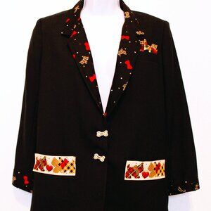 VTG 80's Grannycore Deadstock Frank-Lee Dog Theme Blazer Women's size 7/8